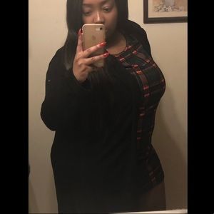 Check Sleeve Shift Dress